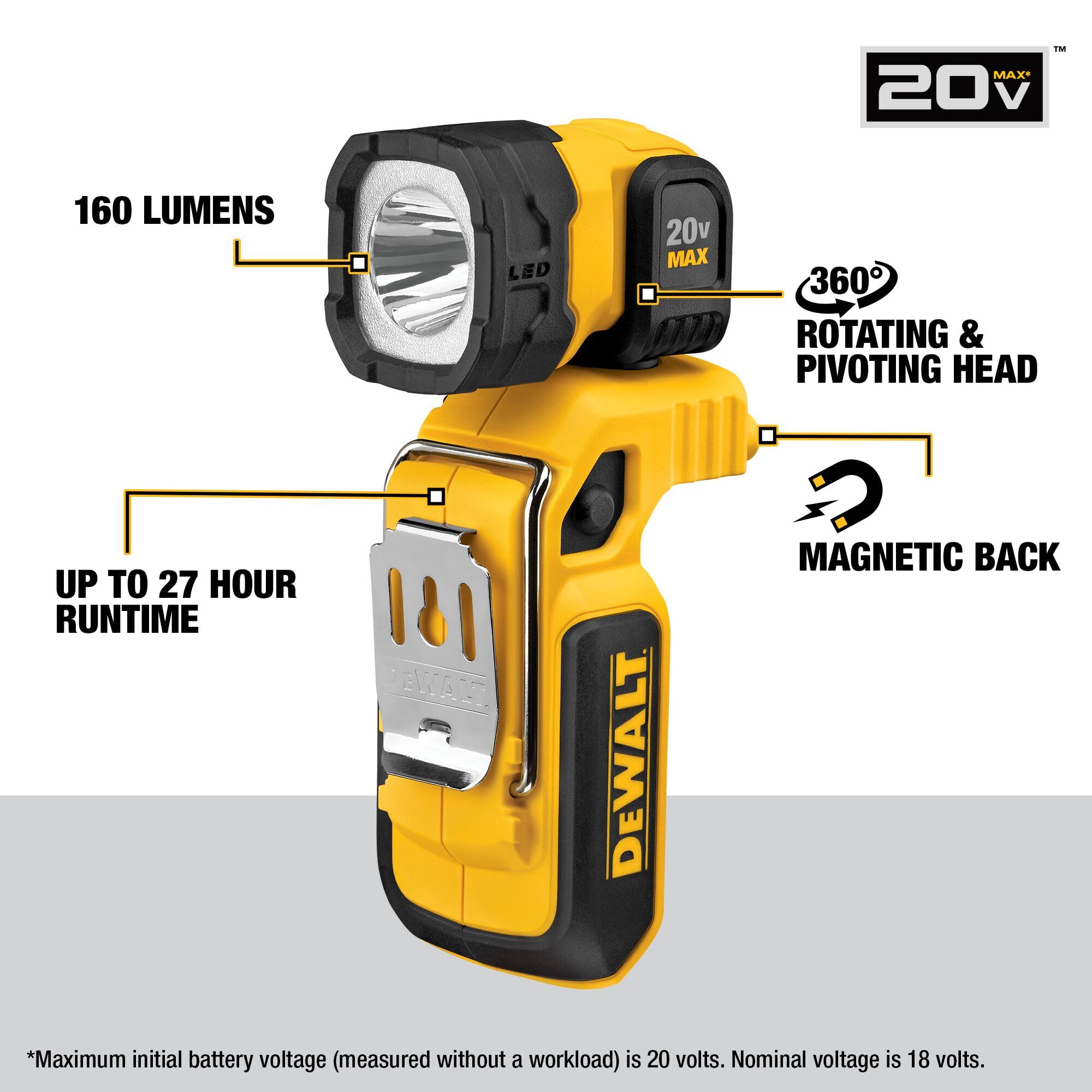 Foto 3 pulgar | Lámpara De Trabajo Dewalt 20v Max Led Magnética Independiente Dcl044 - Venta Internacional.