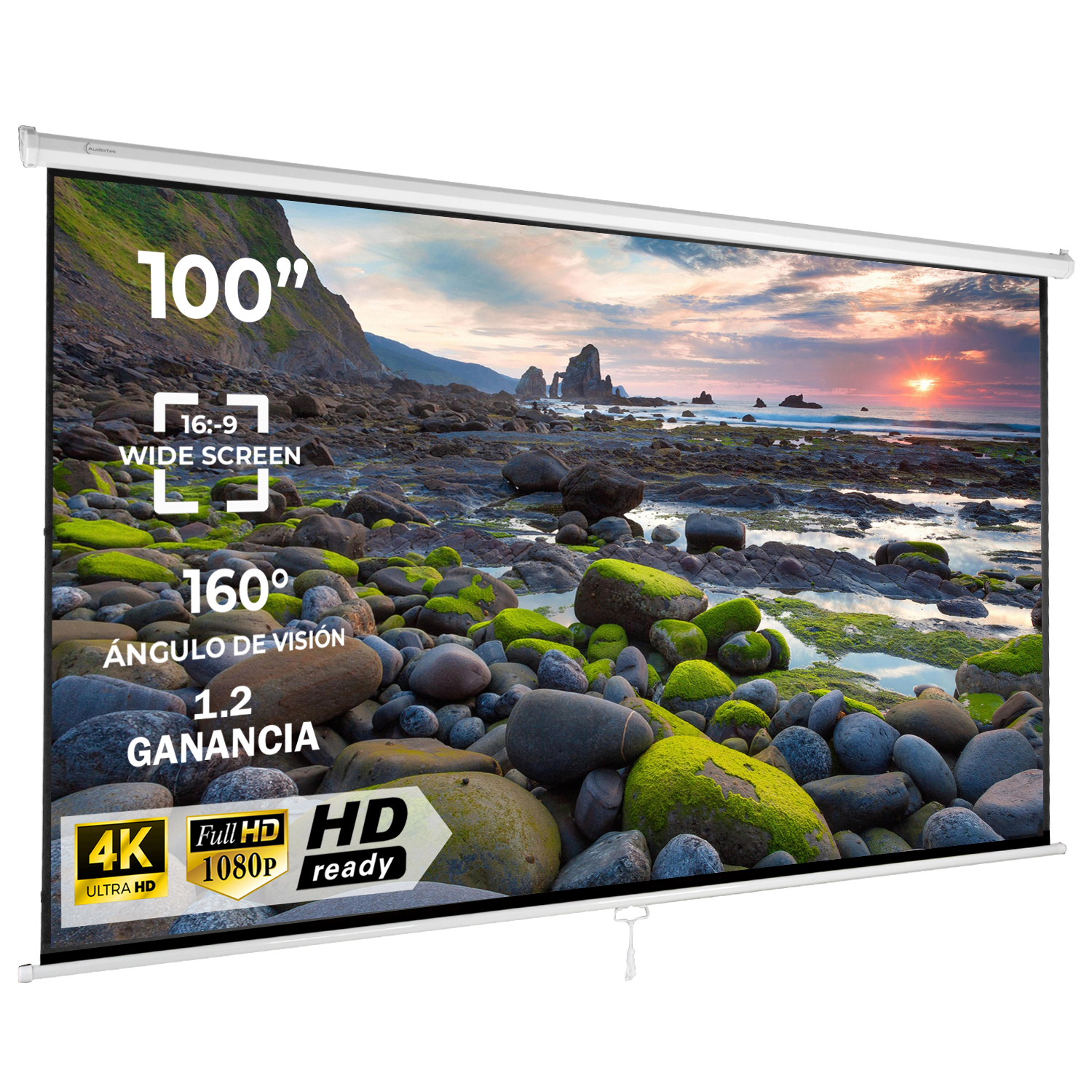 Foto 2 pulgar | Pantalla para Proyector Manual 100' Blackout 16:9 con Control