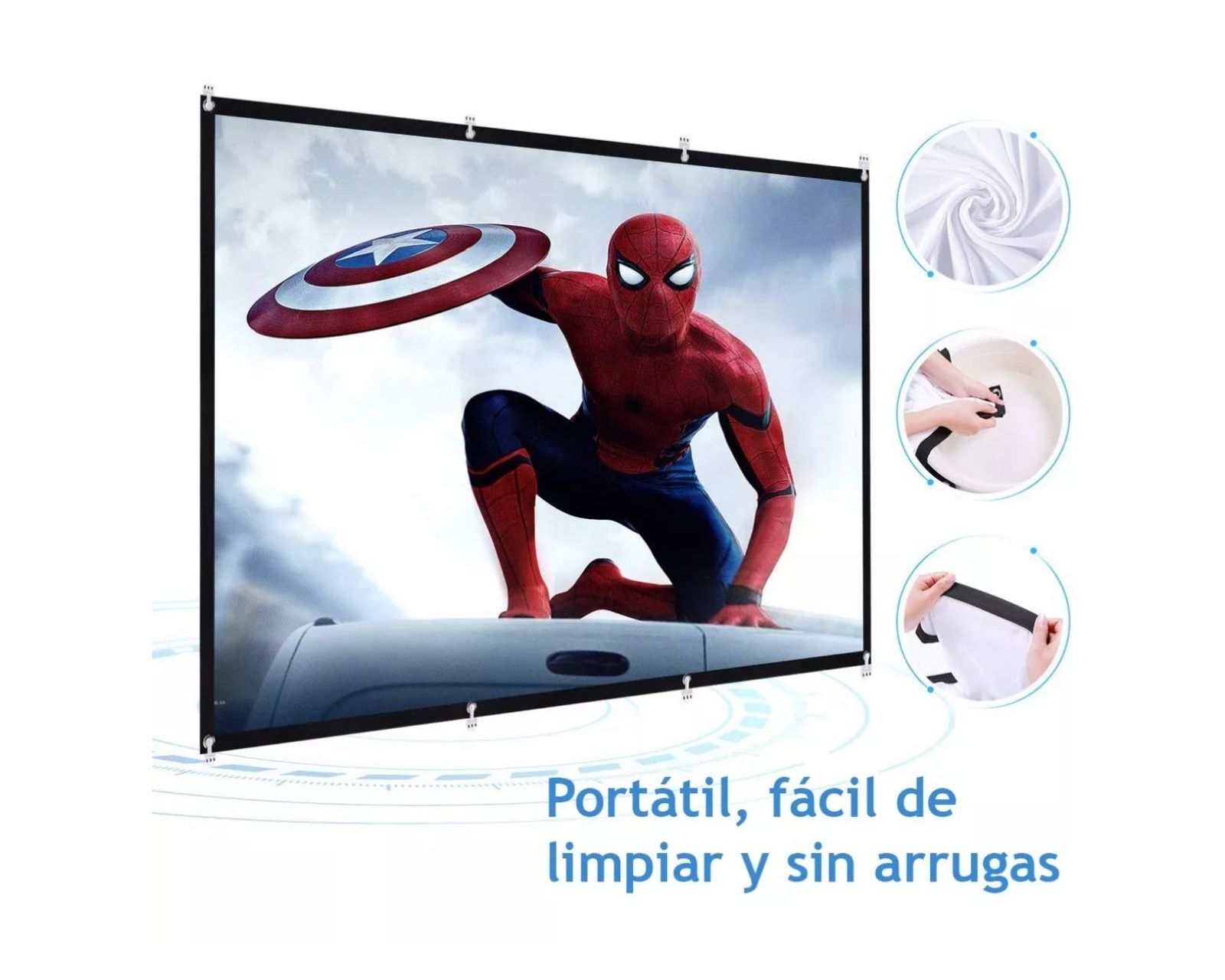 Foto 6 pulgar | Pantalla para Proyector 84 Pulgadas 16:9 Tela Gruesa Genérico Incluye Kit de Montaje