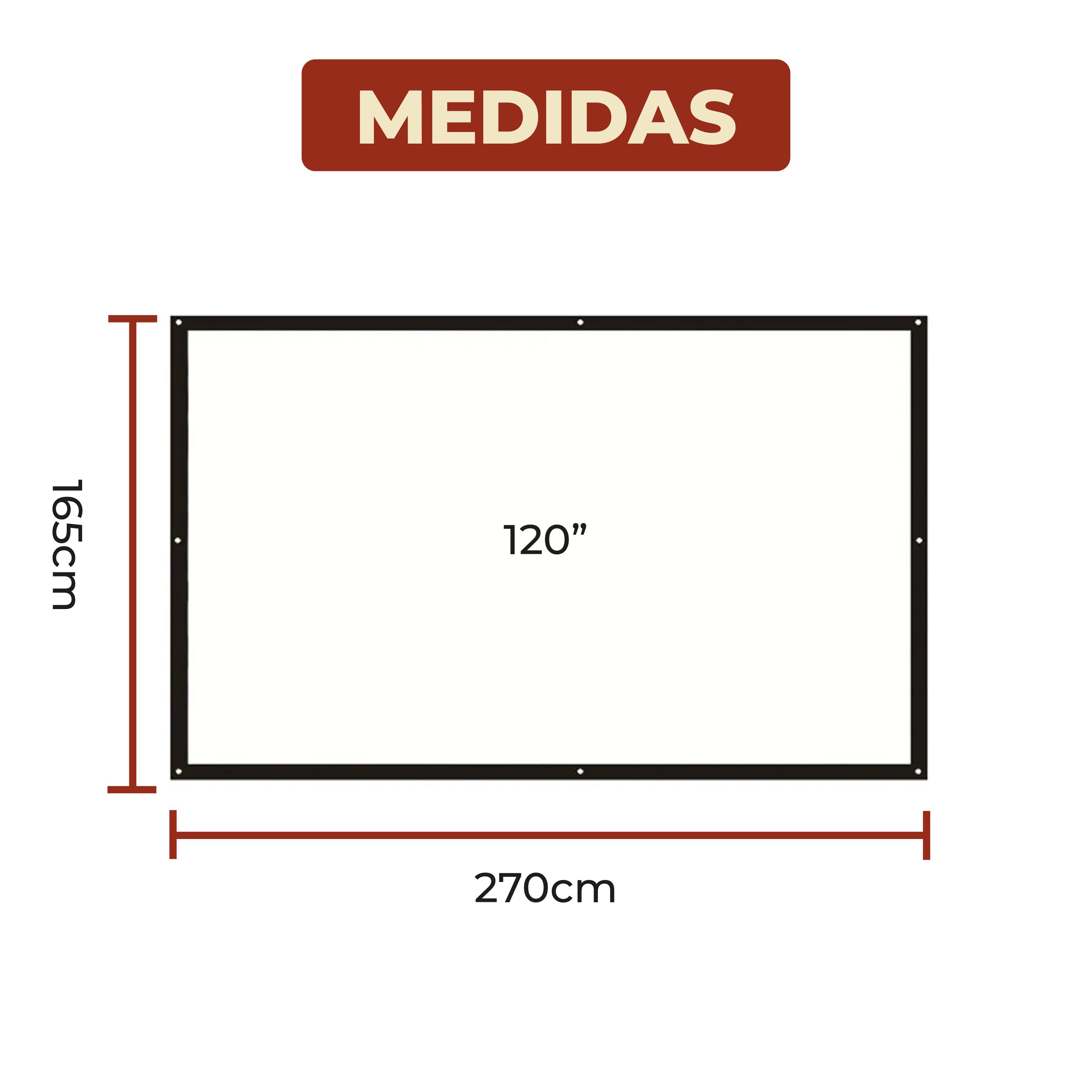 Foto 9 pulgar | Pantalla Para Proyector 120 Pulgadas Tela Gruesa Con Kit De Montaje