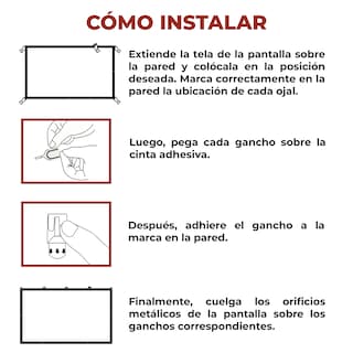Foto 7 | Pantalla para Proyector 100 Pulgadas Tela Gruesa con Kit de Montaje