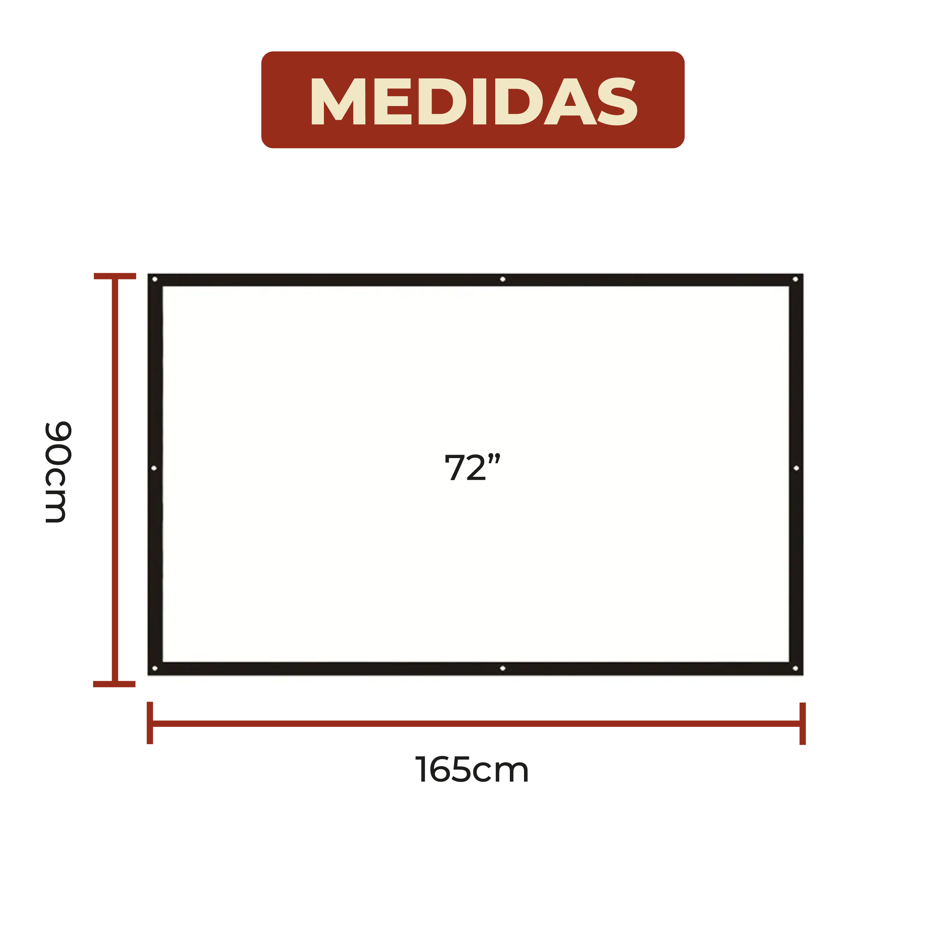 Foto 9 pulgar | Pantalla Para Proyector 72 Pulgadas Tela Gruesa Con Kit De Montaje