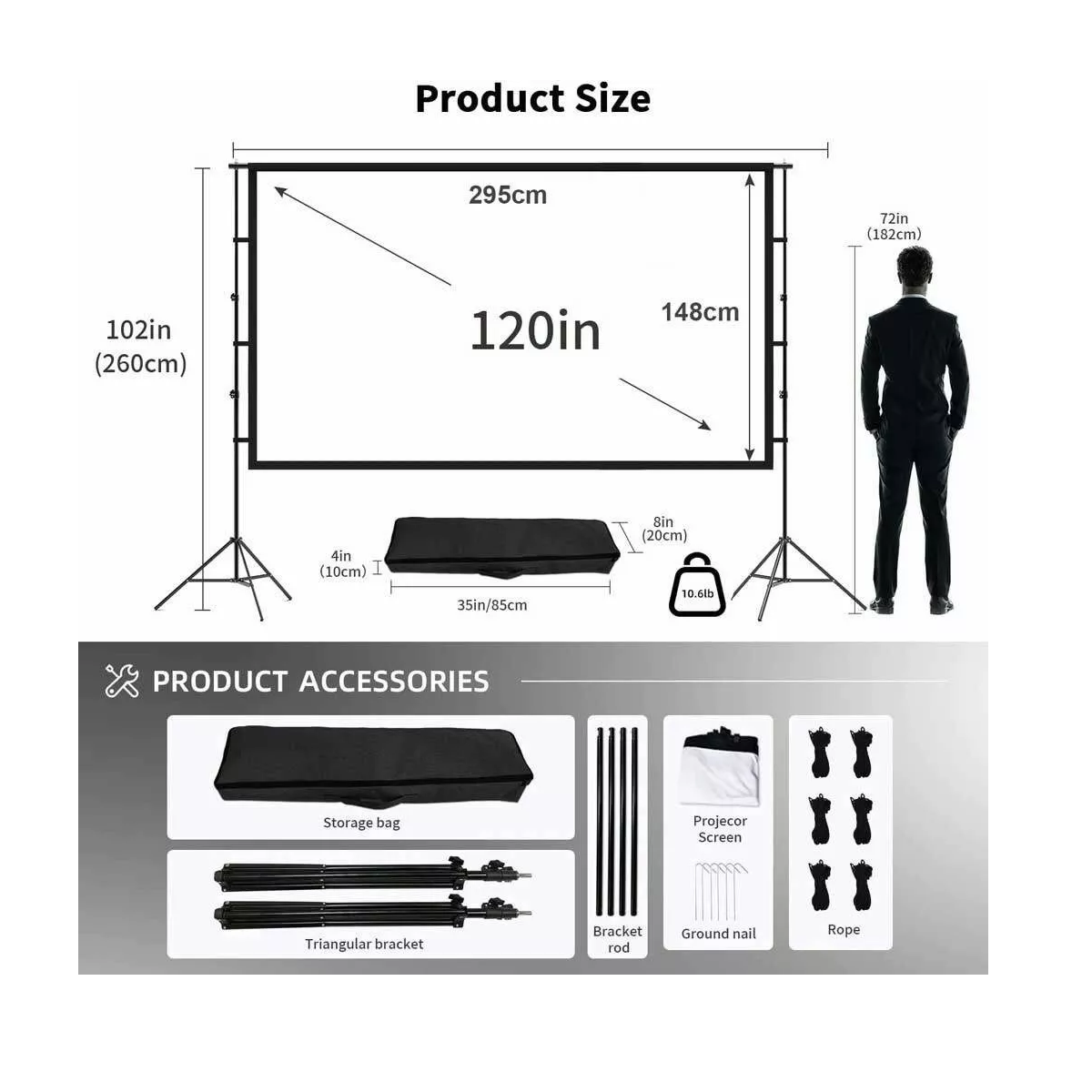 Foto 3 pulgar | Pantalla de Proyector de 120" con Soporte Eo Safe Imports Esi-12735 Multicolor