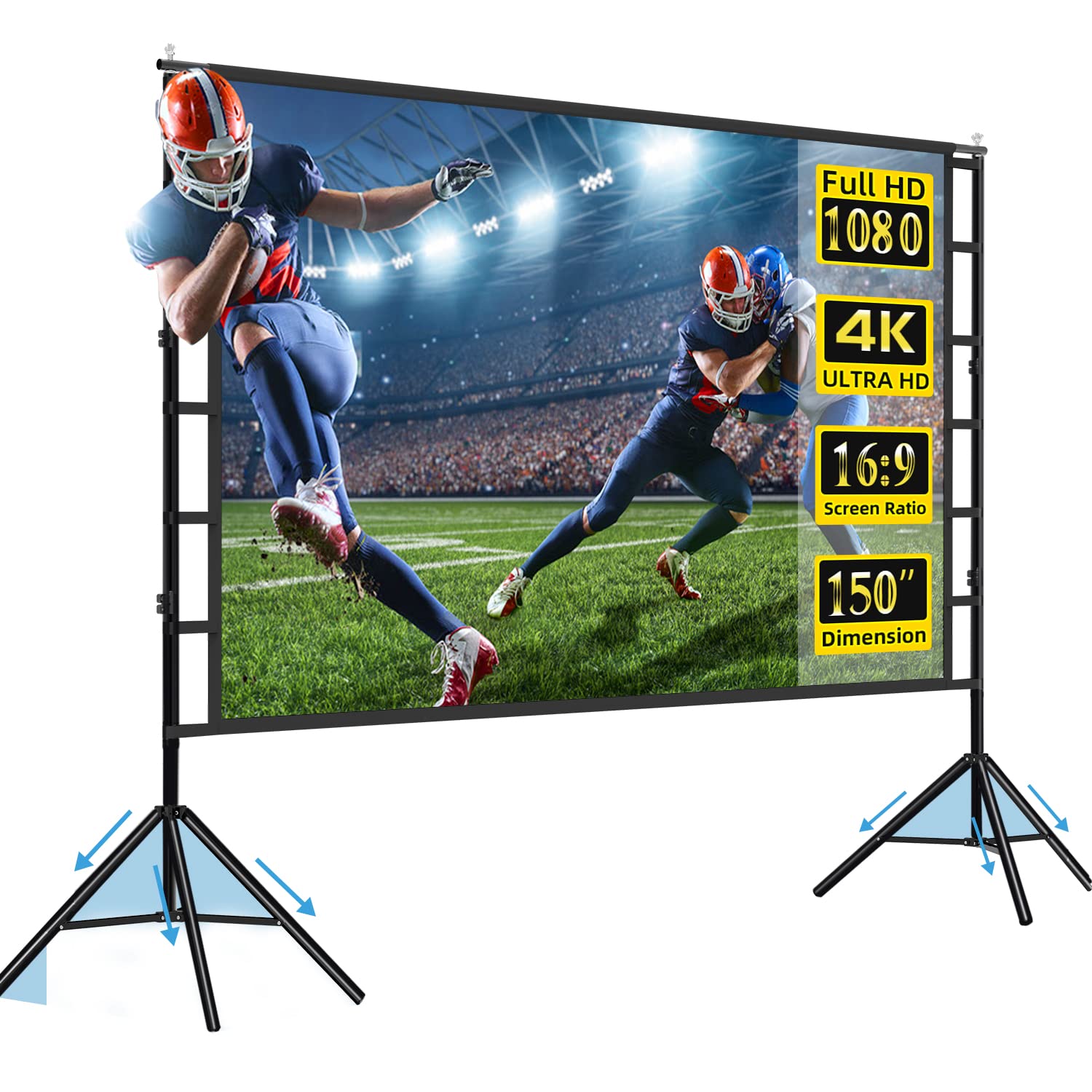 Pantalla De Proyector Plana De 150 Pulgadas Con Soporte Mejorado Antiarrugas - Venta Internacional. $3,711