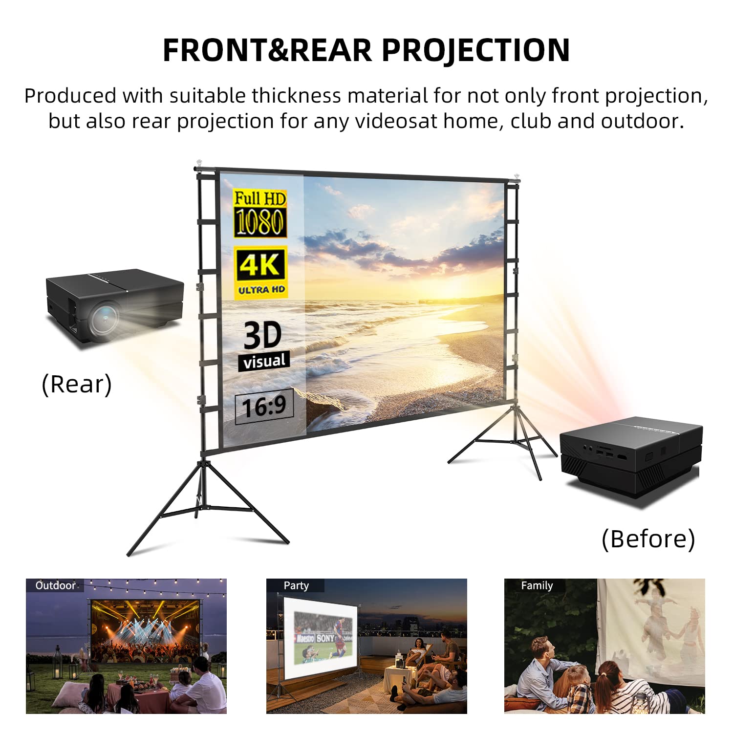 Foto 5 pulgar | Pantalla De Proyector Plana De 150 Pulgadas Con Soporte Mejorado Antiarrugas - Venta Internacional.
