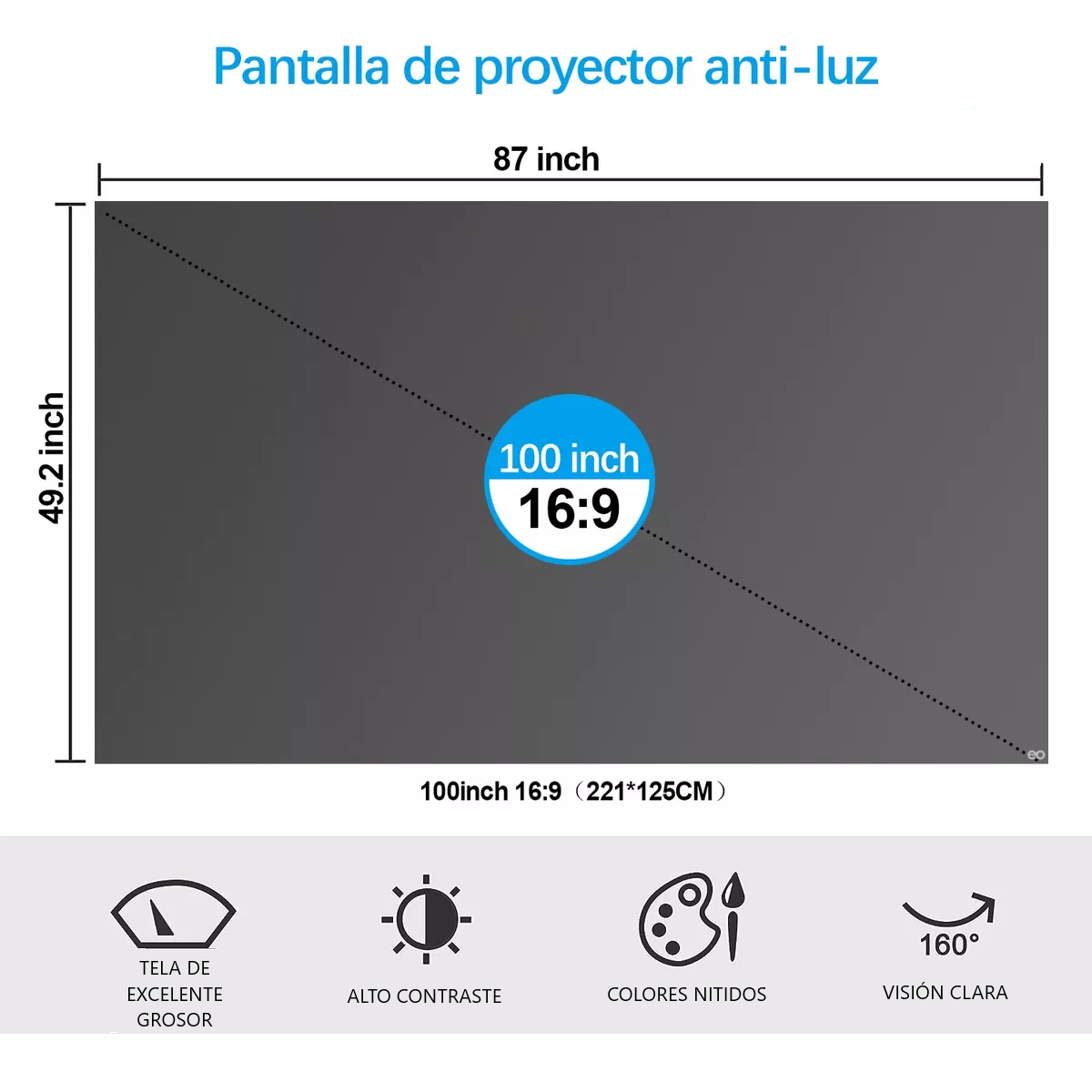 Foto 4 pulgar | Pantalla De Proyeccion 100inch Cortina Metálica Anti-luz Eo Safe Imports Esi-9954-1 Gris