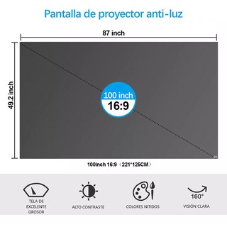 Foto 3 | Pantalla De Proyeccion 100inch Cortina Metálica Anti-luz Eo Safe Imports Esi-9954-1 Gris