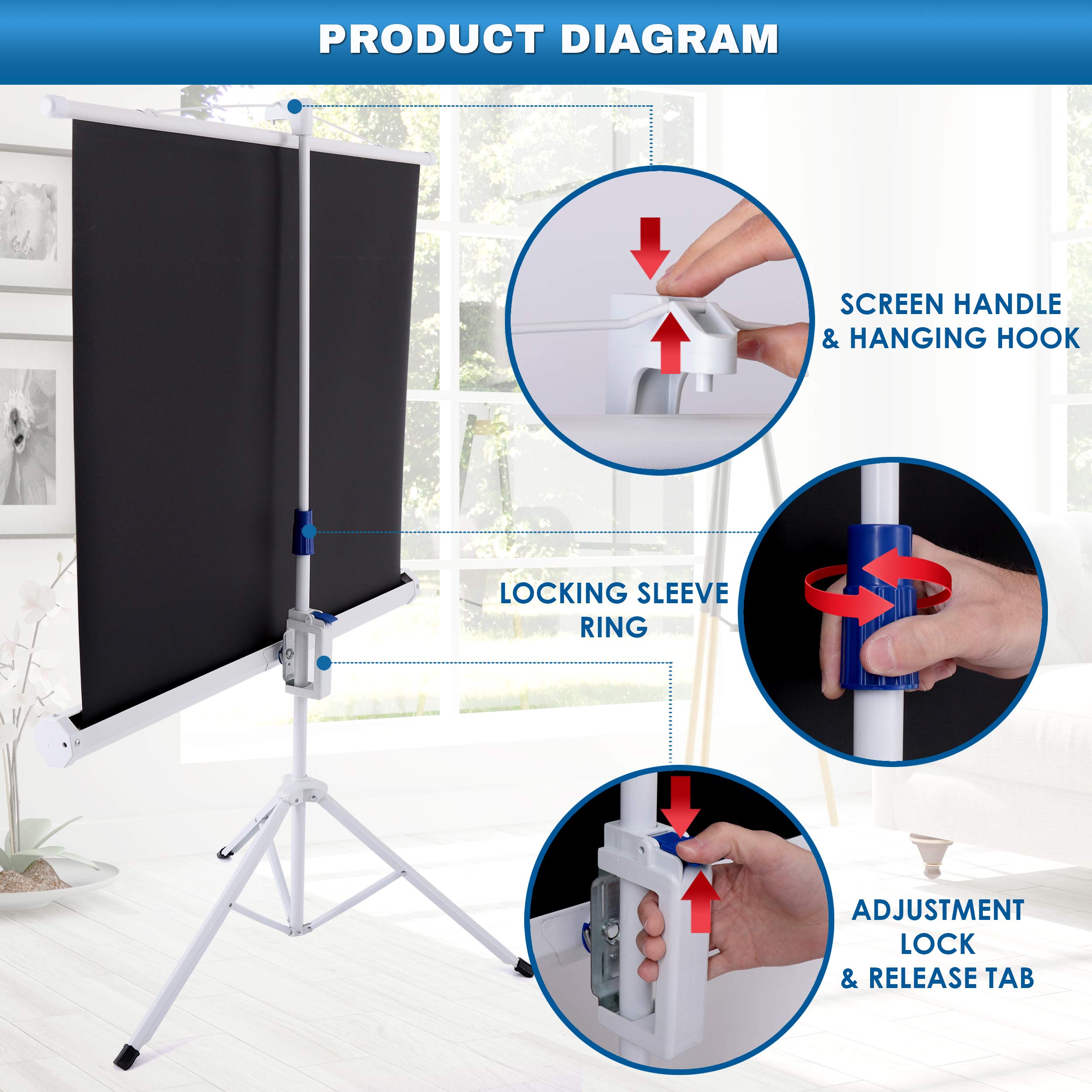 Foto 7 | Pantalla De Proyector Pyle Portátil De 40 Pulgadas Con Soporte Para Trípode - Venta Internacional.