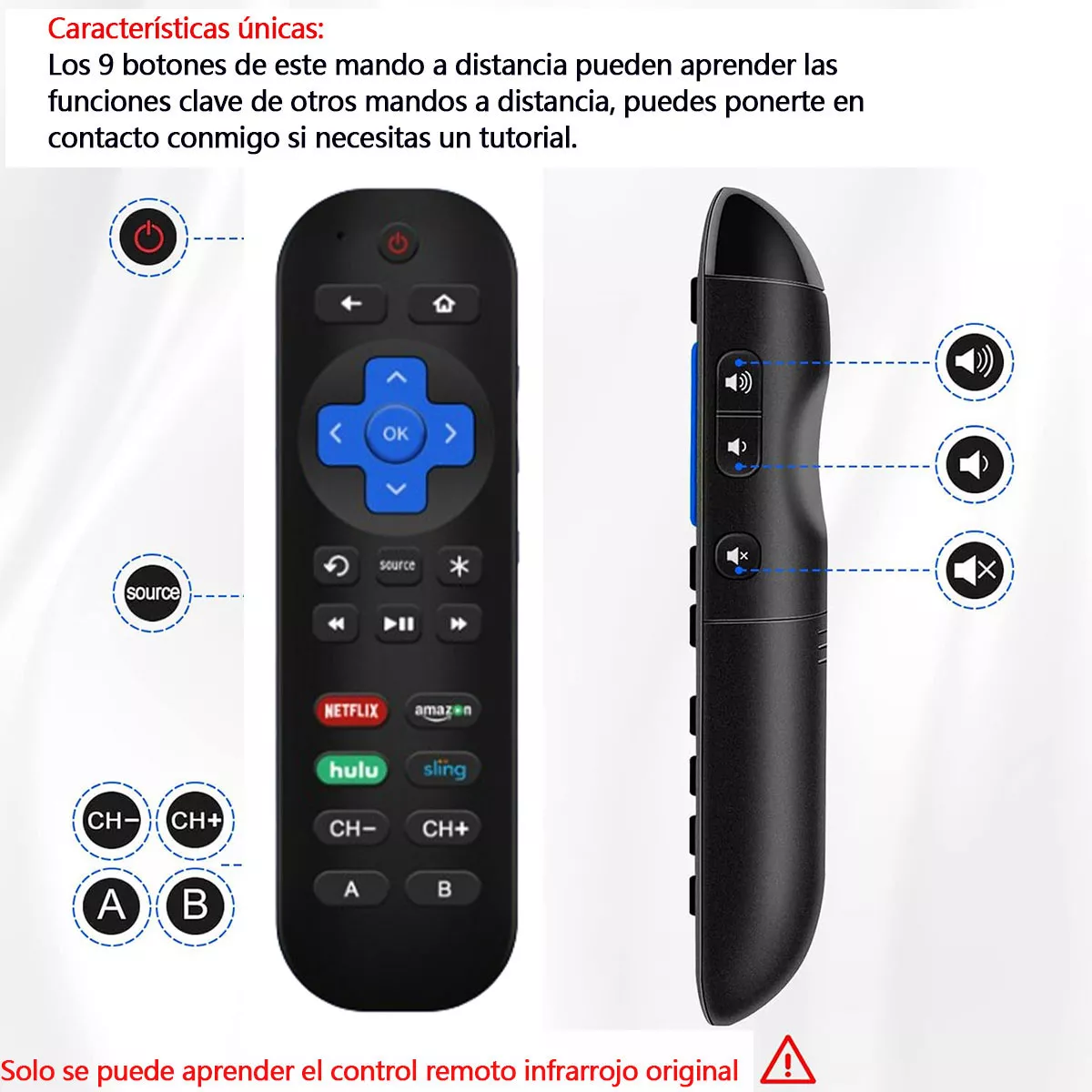 Foto 3 pulgar | Control Remoto Para Roku Express, Con Funda Eo Safe Imports Esi-16205 Negro