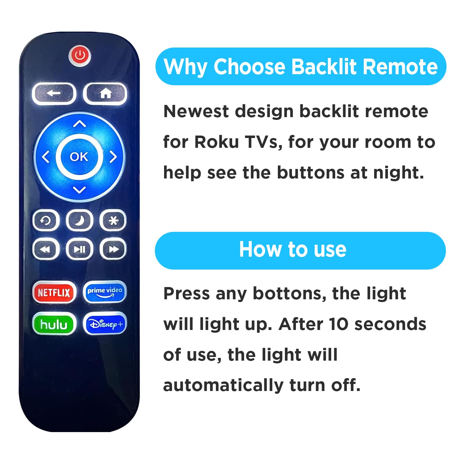 Foto 4 | Control Remoto De TV Retroiluminado de Repuesto Para Roku Tv Oritroni - Venta Internacional