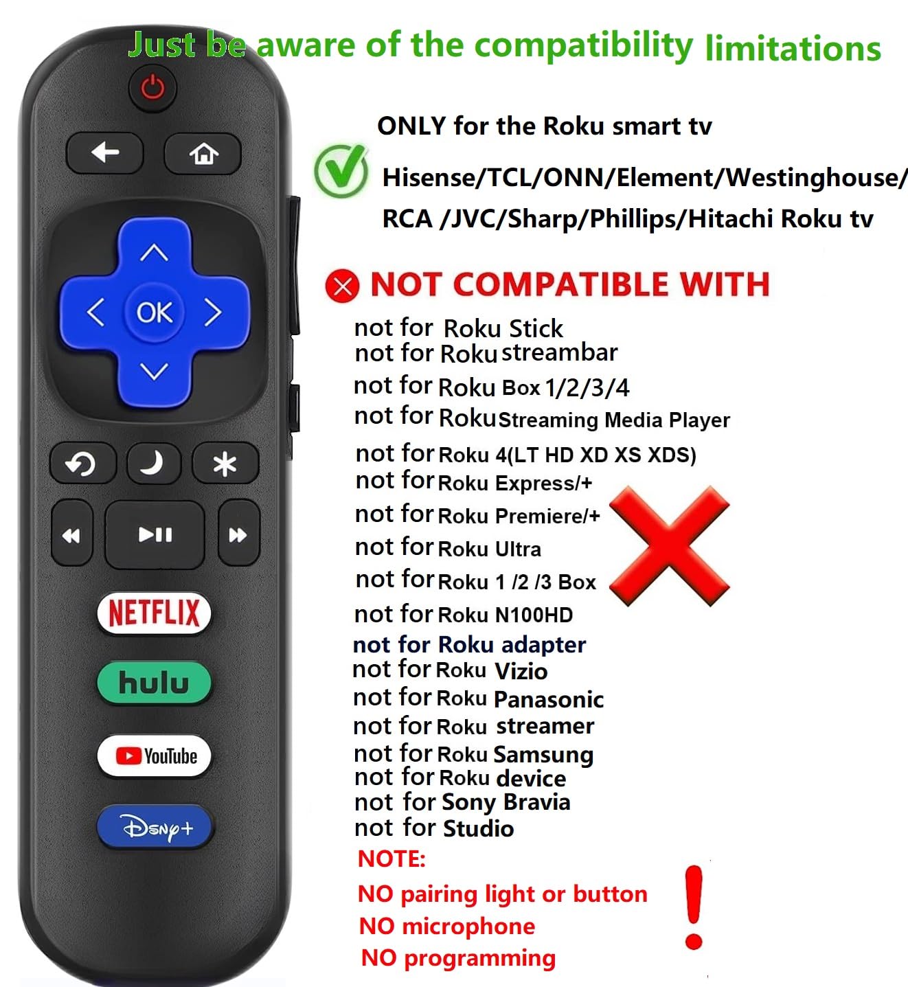 Foto 4 pulgar | Control Remoto Universal de Repuesto para Roku Tv 2 Piezas - Venta Internacional