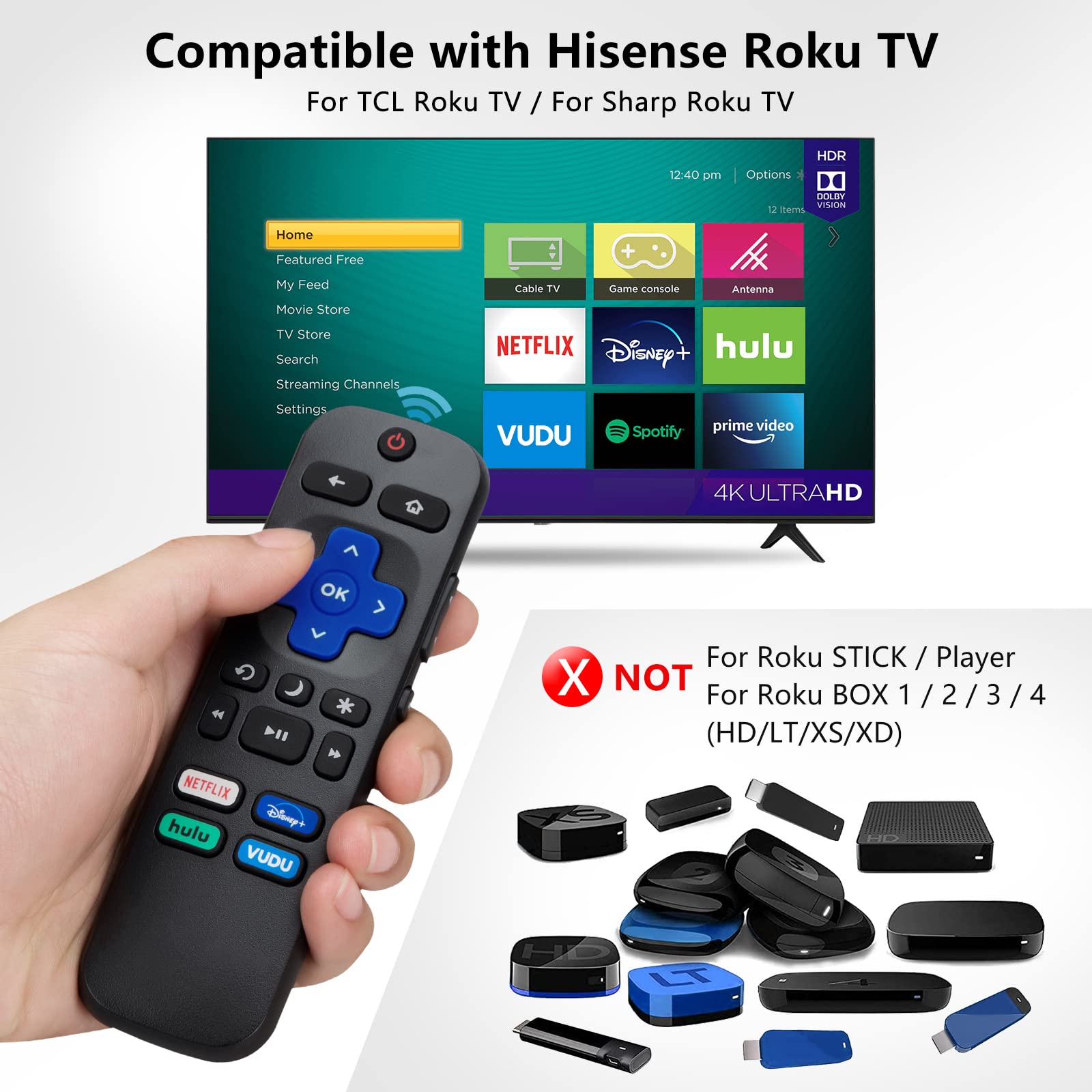 Foto 2 | Control Remoto de Repuesto para Hisense Tcl Sharp Onn Roku Tv - Venta Internacional