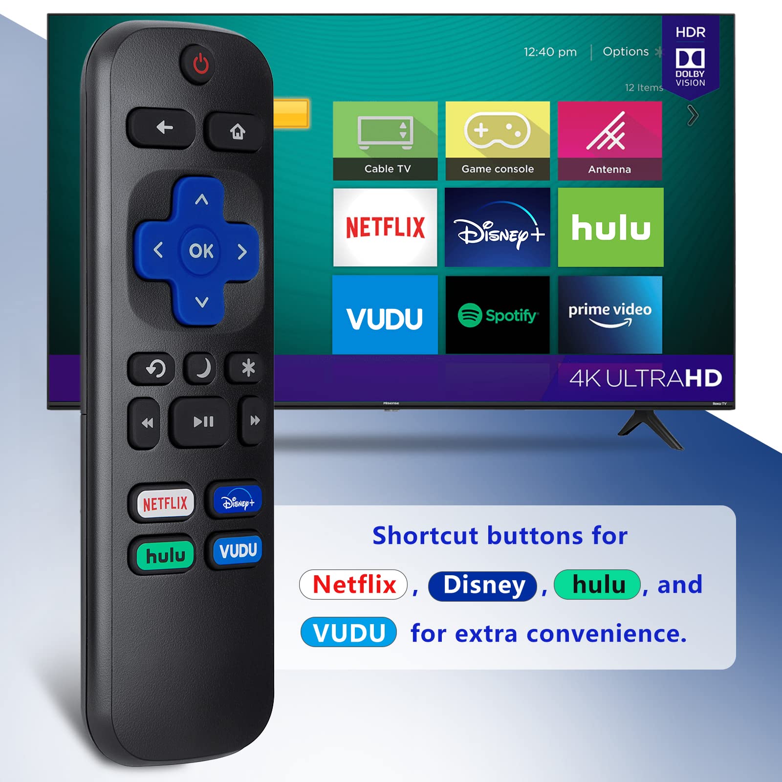 Foto 5 | Control Remoto de Repuesto para Hisense Tcl Sharp Onn Roku Tv - Venta Internacional