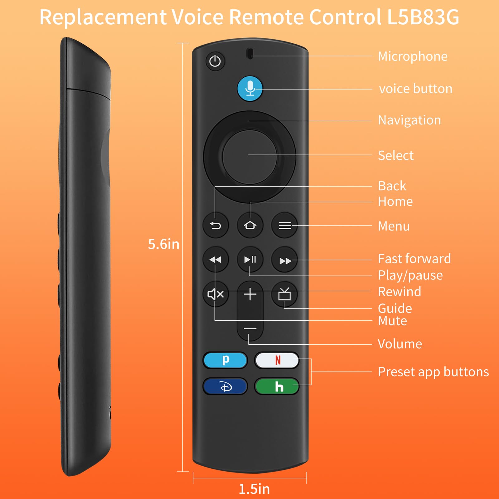 Foto 4 pulgar | Control Remoto de Repuesto Heart Harbor L5b83g con Voz - Venta Internacional