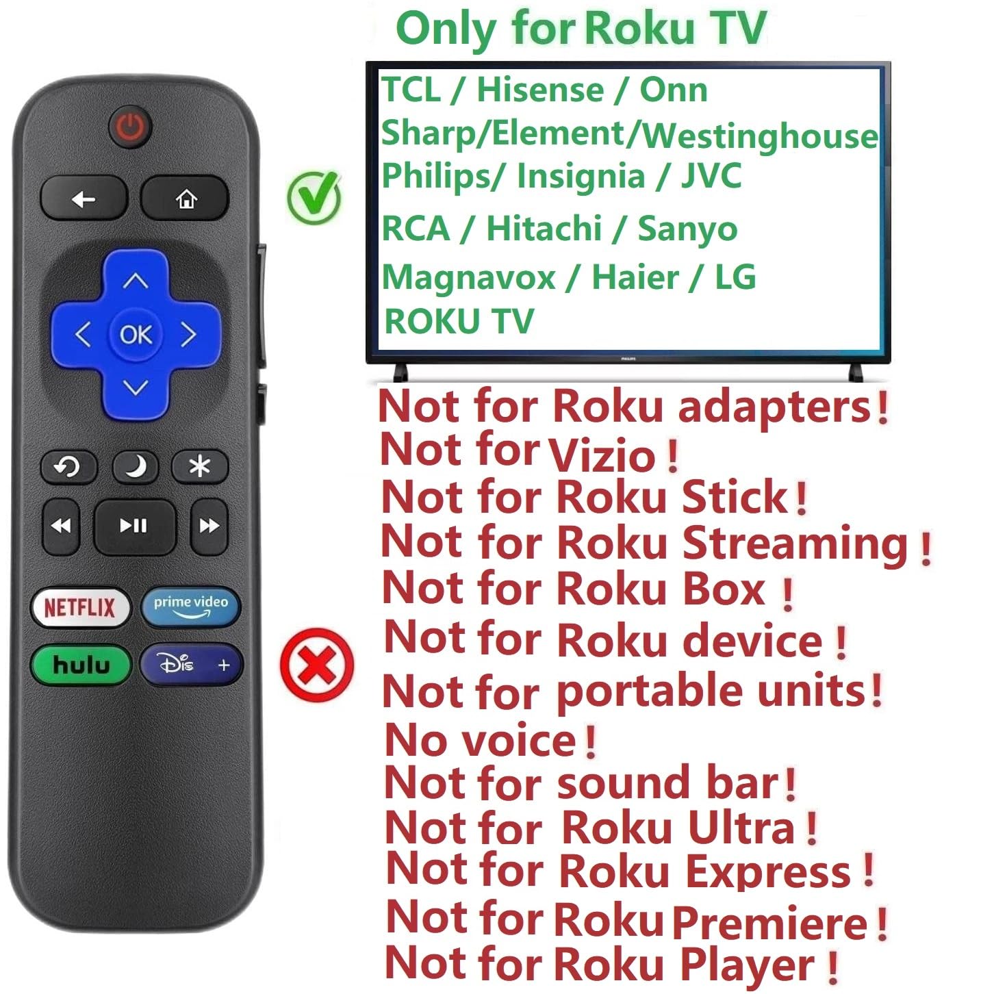 Foto 3 pulgar | Mando A Distancia Universal De Repuesto Para Roku Tv Paquete De 2 - Venta Internacional