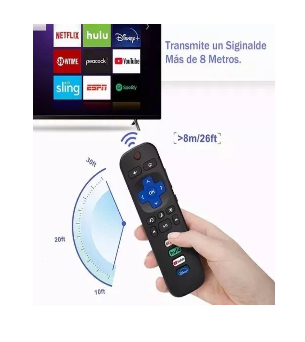 Foto 3 pulgar | Control Roku Compatible con Hisense Todos Smart Tv 4k Azul