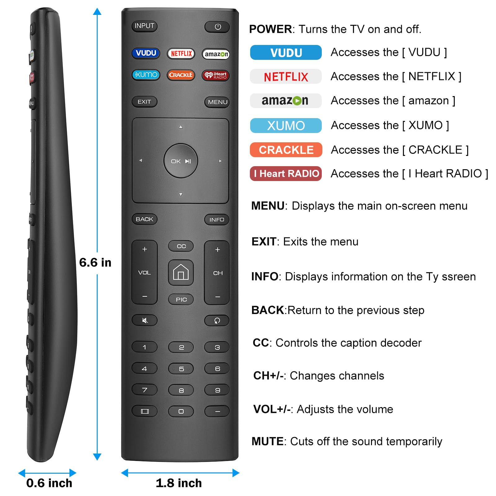 Foto 6 pulgar | Mando A Distancia De Repuesto Angrox Xrt136 Para Televisores Inteligentes Vizio - Venta Internacional.