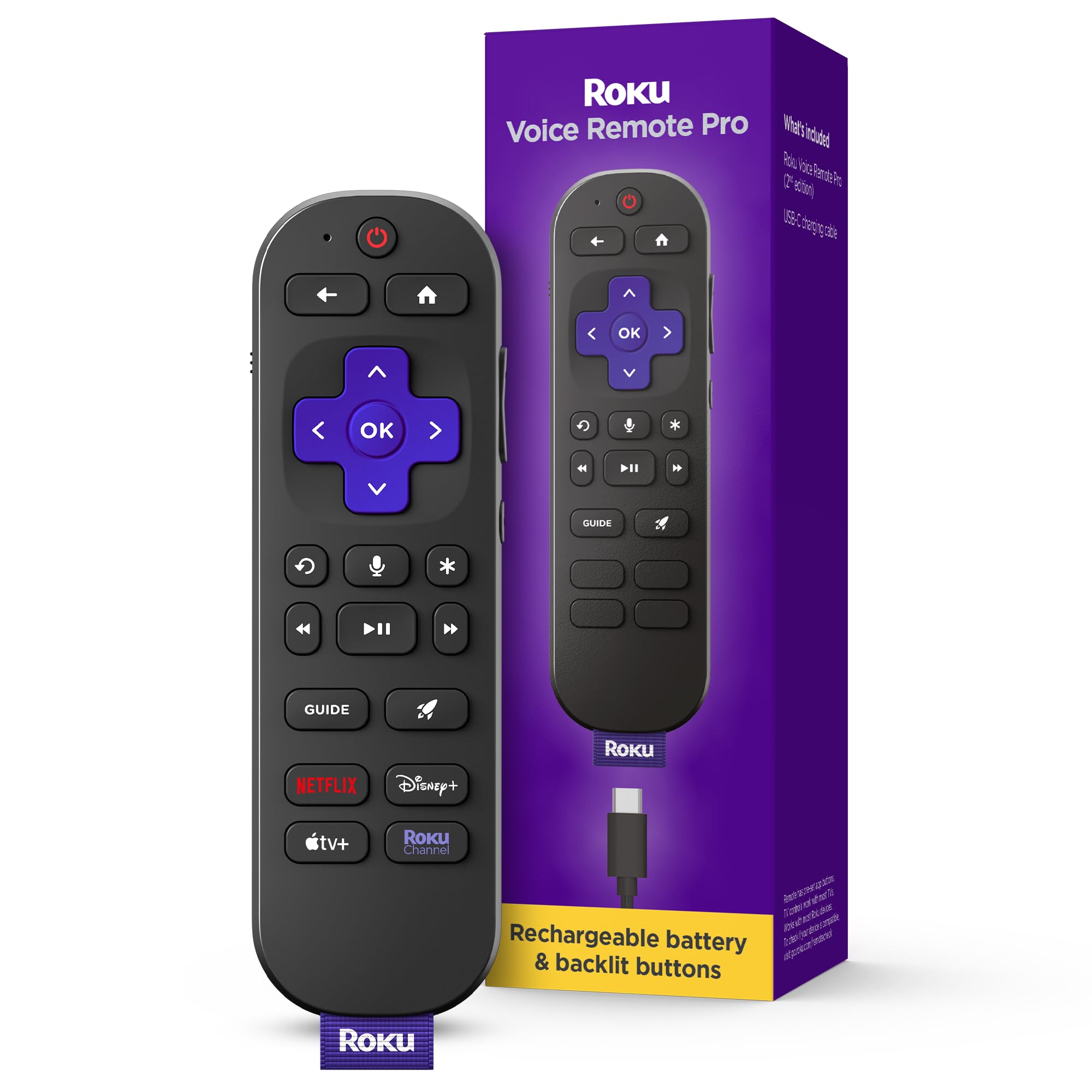 Foto 1 | Control Remoto Recargable para TV Roku Voice Remote Pro 2a Edición - Venta Internacional
