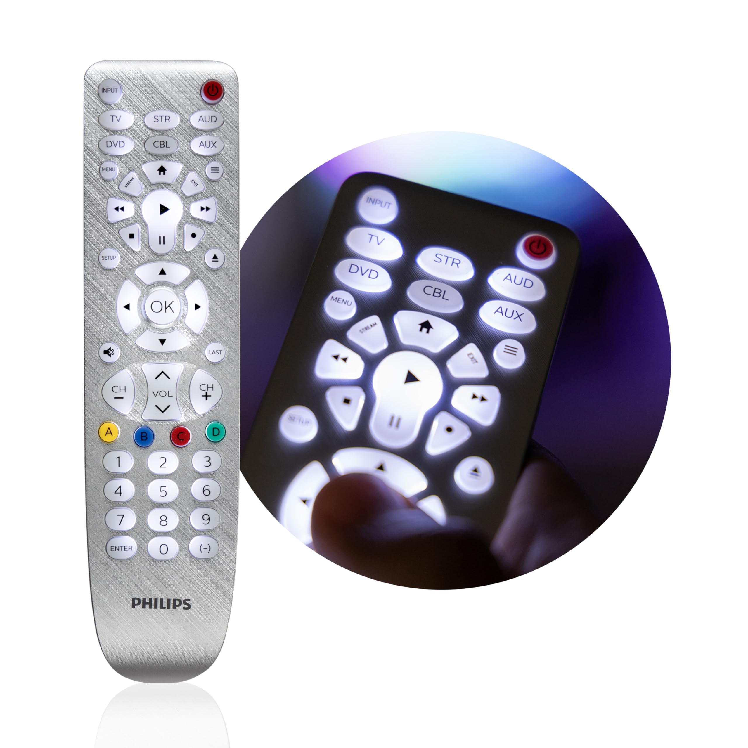 Foto 2 | Mando A Distancia Universal Philips Con Retroiluminación Srp3016s/27 Plateado - Venta Internacional.