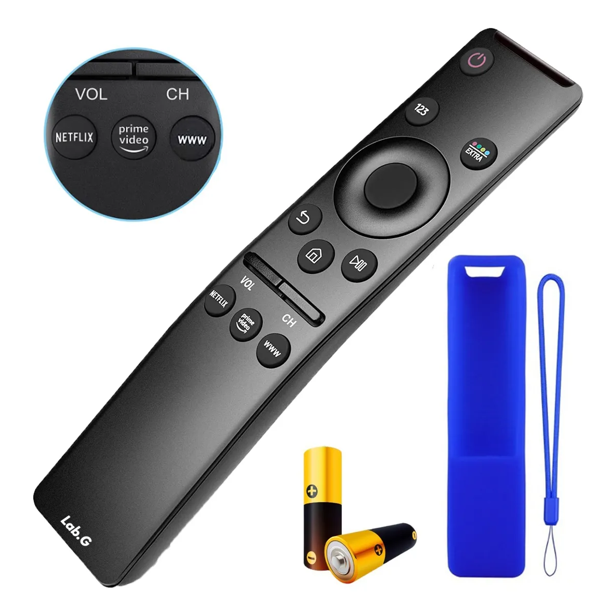 Foto 3 pulgar | Control Remoto Samsung Smart Tv 4k Curve Uhd + Funda Y Pila Lab.g Negro