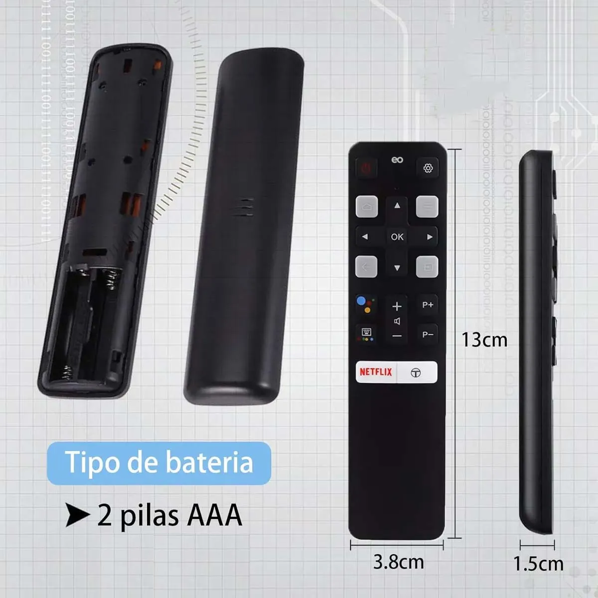 Foto 3 | Control Remoto Para Smart Tv Andorid Con Funda Eo Safe Imports Esi-19896 Negro