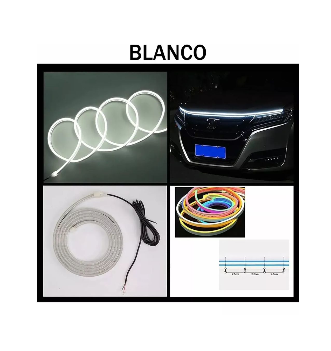 Foto 3 | Tira de Luces LED de Circulación para Capó de Auto Blanco