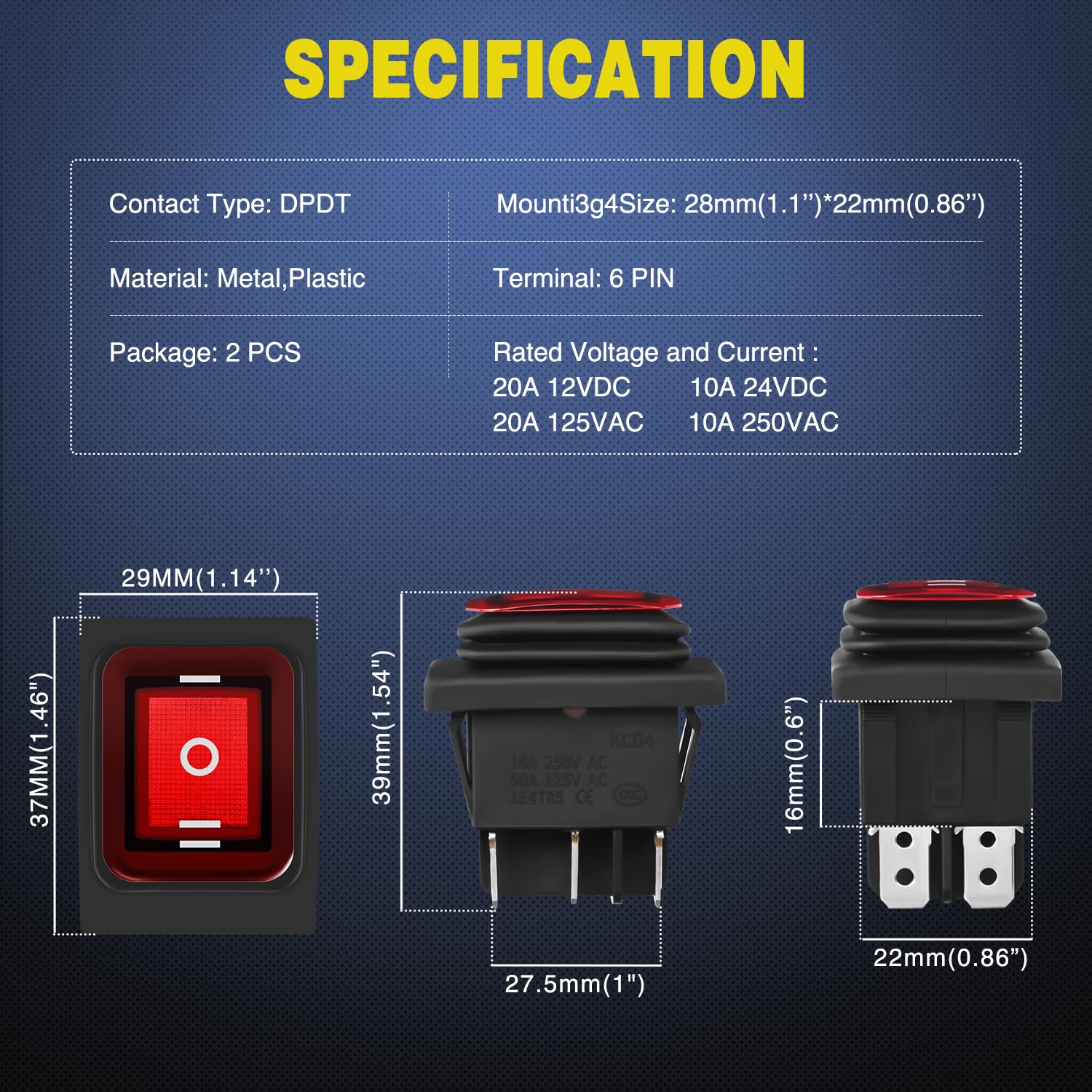 Foto 3 pulgar | Interruptor Basculante Nilight De 6 Pines, Encendido Y Apagado, Con Led Rojo Con Iluminación Ip67 - Venta Internacional