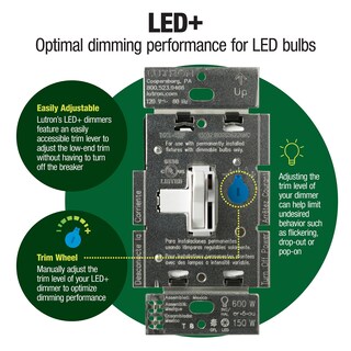 Foto 2 | Interruptor De Intensidad Lutron Toggler Led+ De 250 W, Unipolar O De 3 Vías - Venta Internacional.