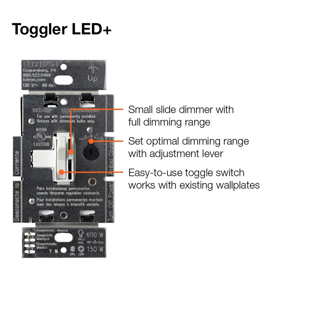 Foto 8 pulgar | Interruptor De Intensidad Lutron Toggler Led+ De 250 W, Unipolar O De 3 Vías - Venta Internacional.