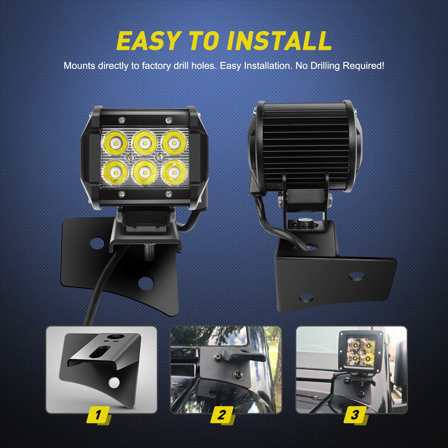 Foto 6 pulgar | Soportes De Montaje Nilight 90026b Para Jeep Wrangler Jk - Venta Internacional.
