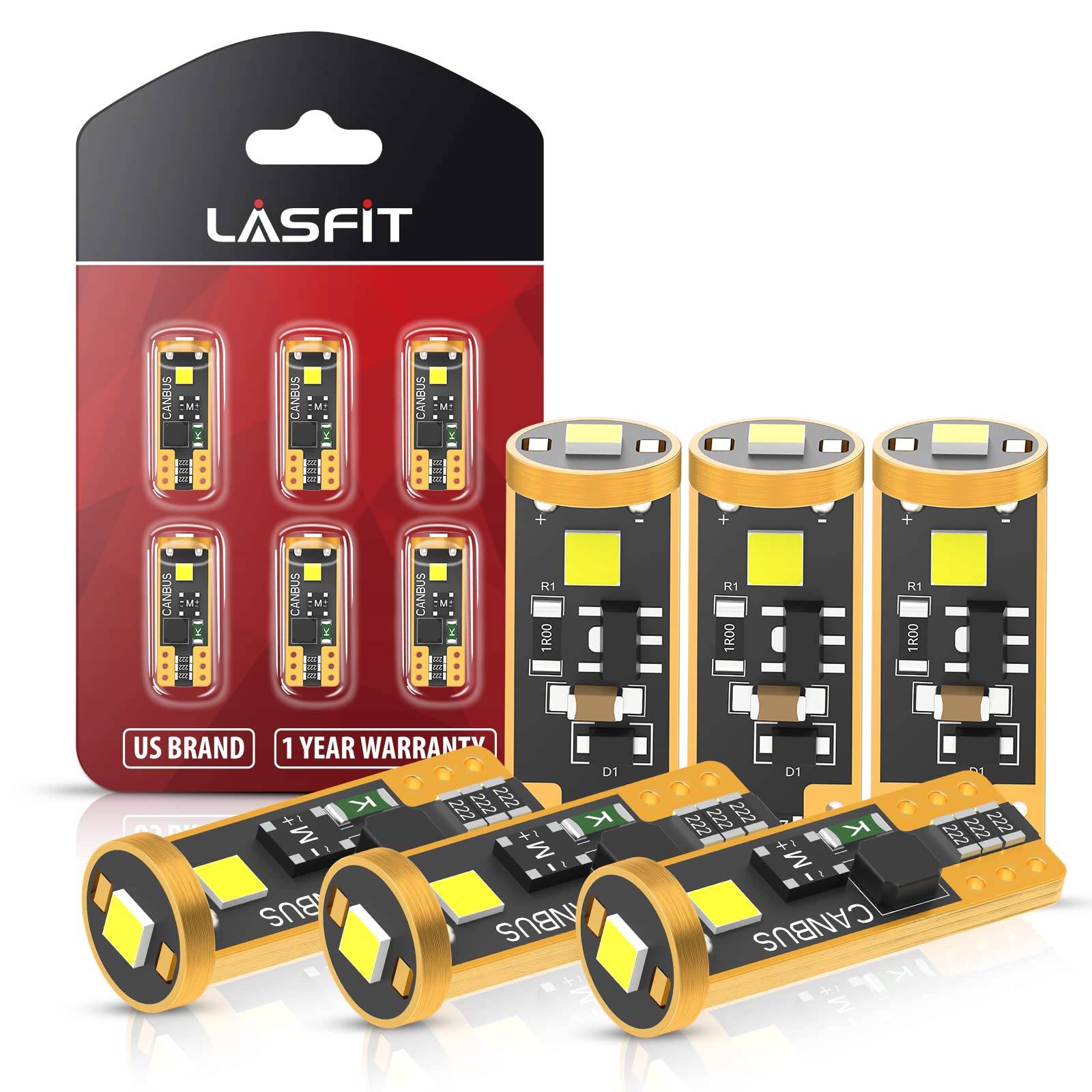 Foto 1 | Bombilla Led Lasfit 194 T10 168 2825 W 5 W 6000 K Blanca, Paquete De 6 - Venta Internacional.