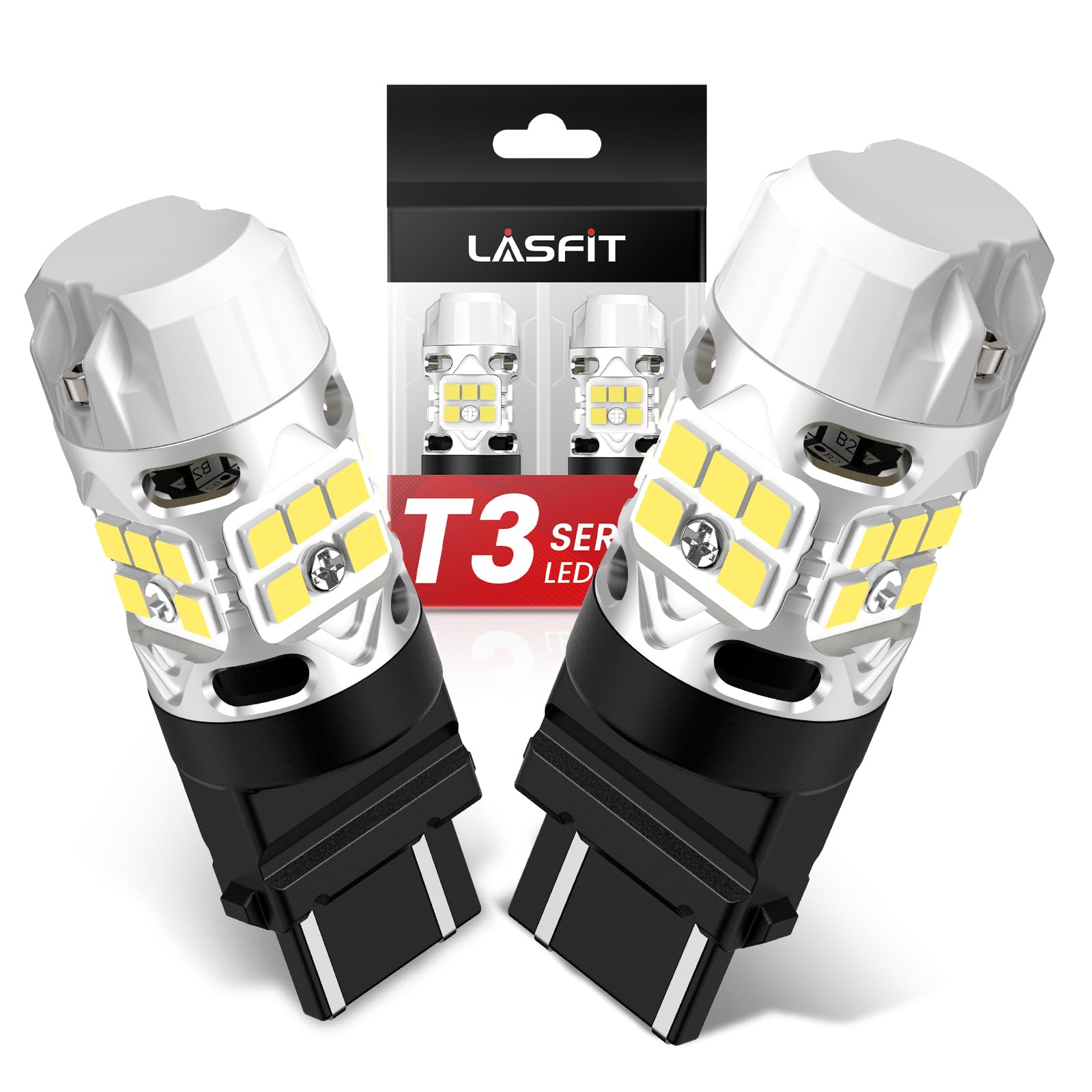 Bombilla Led Lasfit T3 3157 Para Luces De Marcha Atrás, 2 Unidades, Blanca, 24 W - Venta Internacional.