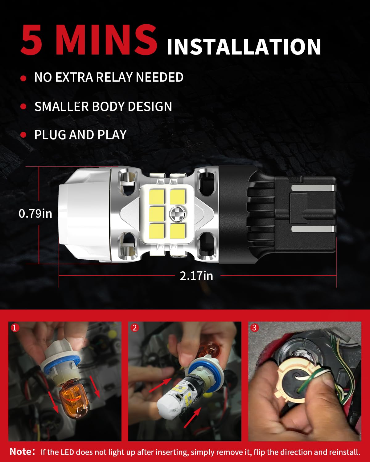 Foto 6 pulgar | Bombilla Led Lasfit T3 7443 7440 24 W 2000 Lm 6000 K Blanca (2 Unidades) - Venta Internacional.
