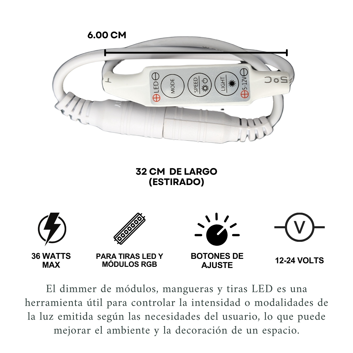Foto 3 pulgar | Controlador Dimmer Para Manguera O Tira Led 12v Y 24v Control Con Efectos Estrobo Flash  Degradado Tenue
