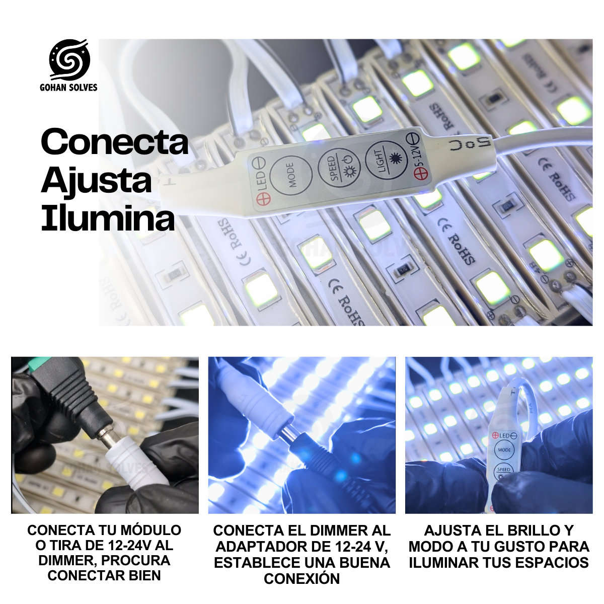Foto 6 pulgar | Controlador Dimmer Para Manguera O Tira Led 12v Y 24v Control Con Efectos Estrobo Flash  Degradado Tenue