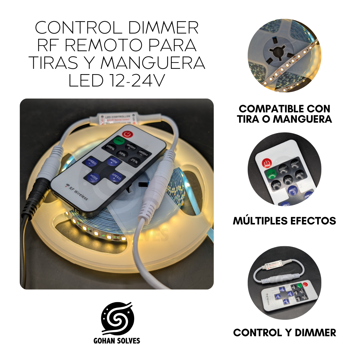 Foto 4 | Control Dimmer Rf Remoto Para Tiras Y Manguera Led 12v Y 24v  Control Con Efectos Estrobo Flash  Degradado Tenue