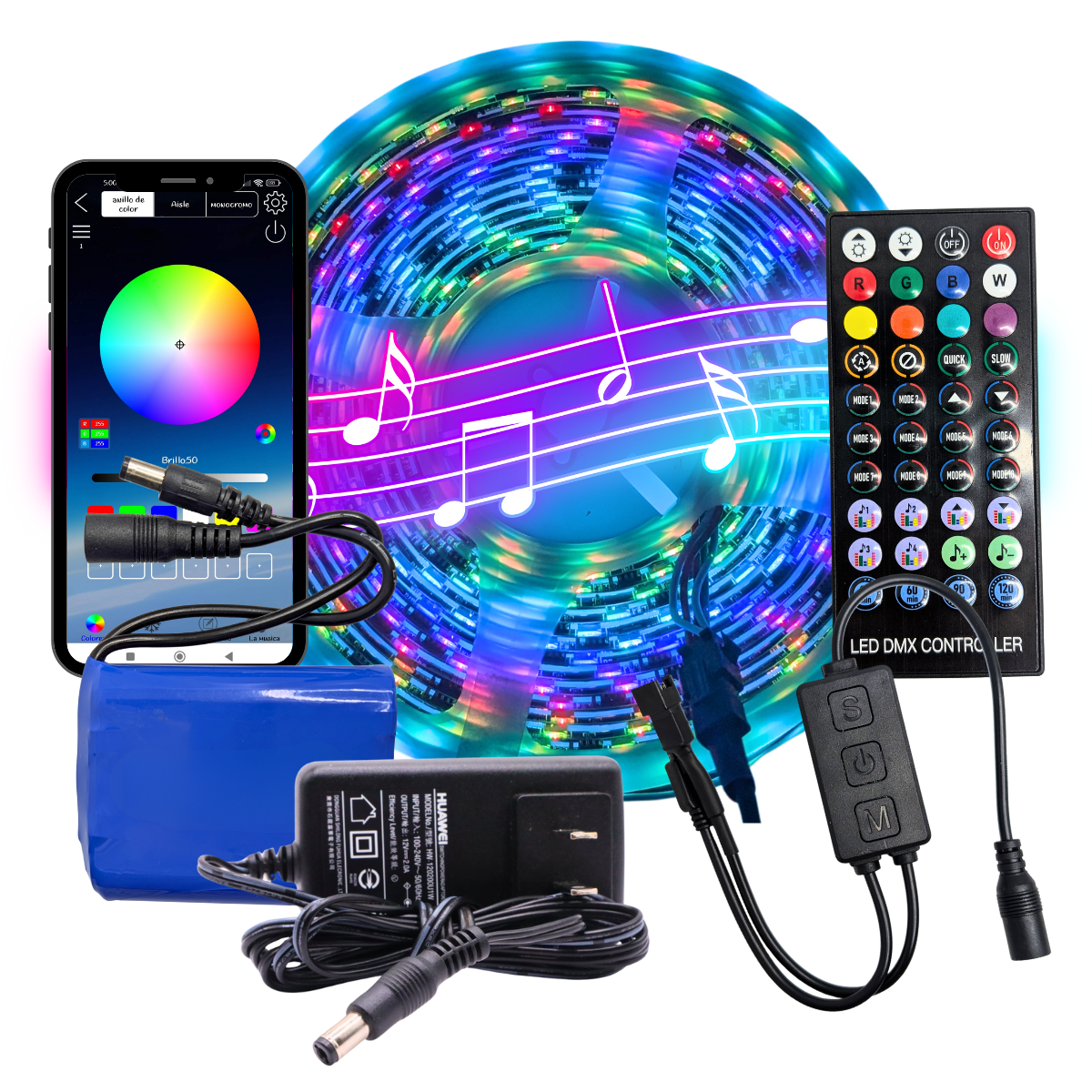 Foto 4 pulgar | Kit Tira Led Portatil Pixel Rgb Autorítmico Bluetooth Recargable Flexible Ideal Para Fiestas