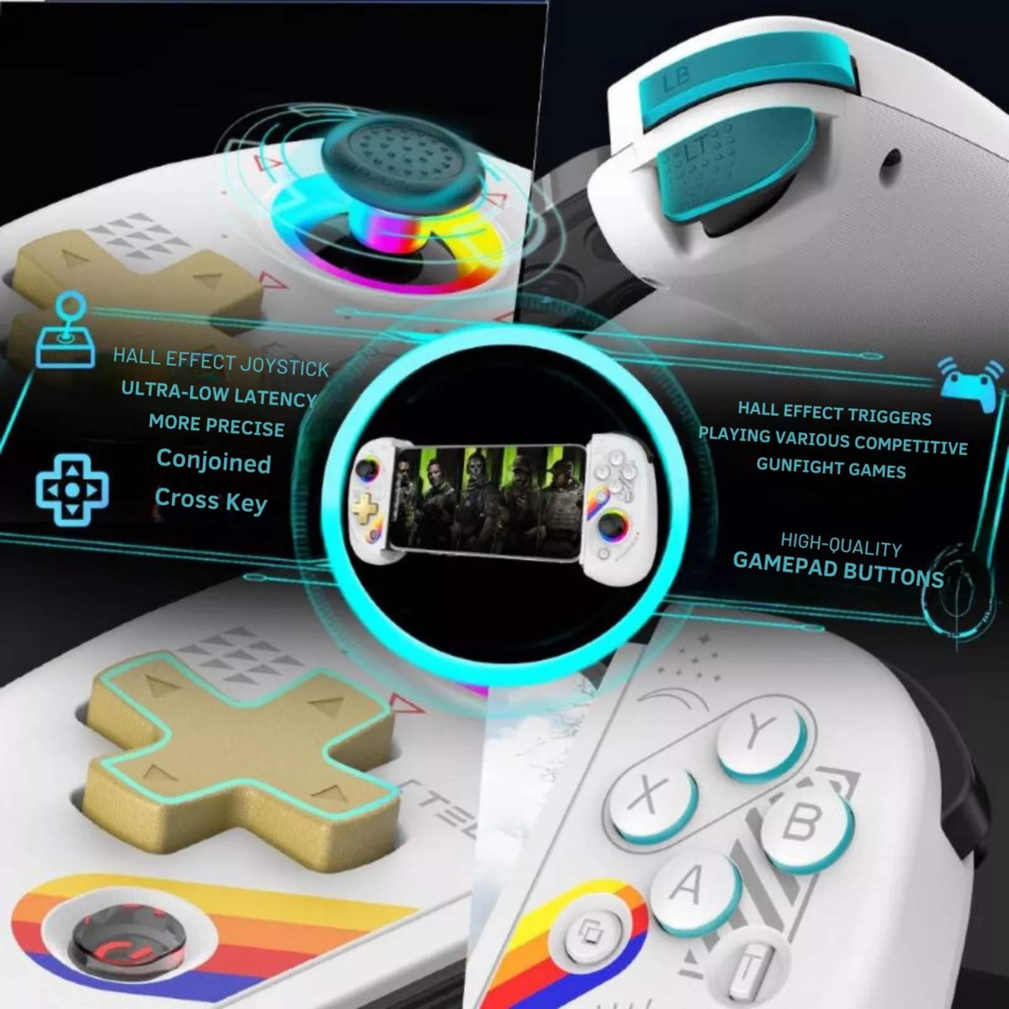 Foto 4 pulgar | Joystick Gamepad Rgb Inalámbrico para iPhone Android y Switch en color Blanco