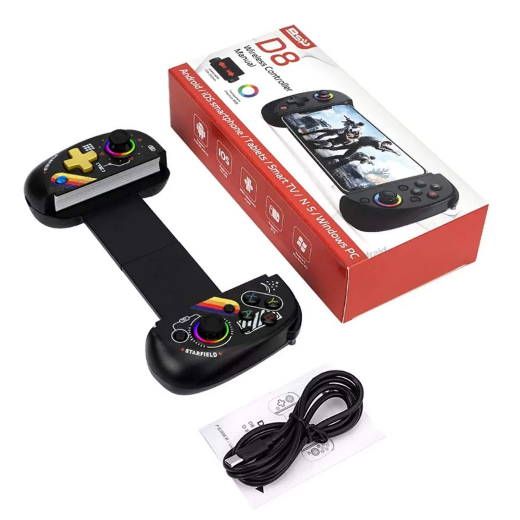 Foto 4 pulgar | Control Joystick Gamepad Mr. Gadgets D8-NS Rgb para iPhone Android Switch Color Negro Starfield