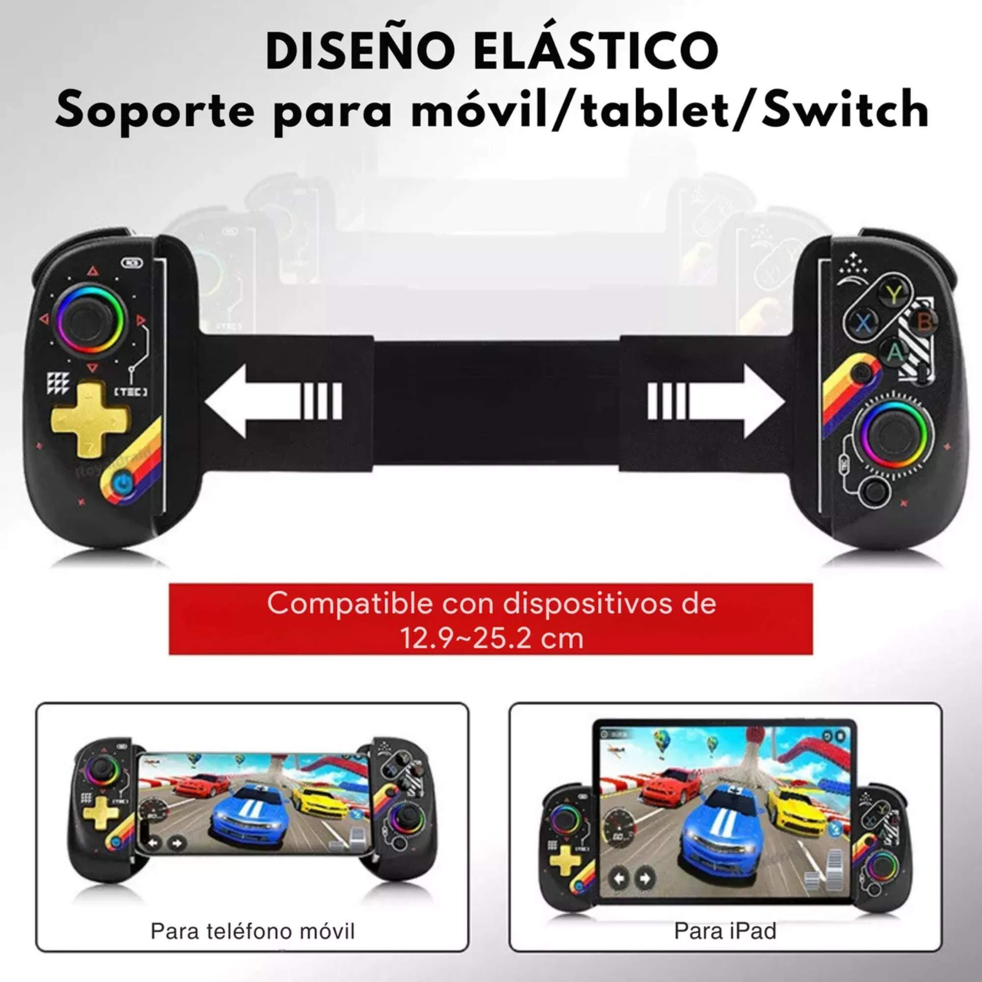 Foto 6 pulgar | Control Joystick Gamepad Mr. Gadgets D8-NS Rgb para iPhone Android Switch Color Negro Starfield