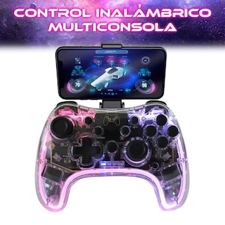 Foto 2 | Control Inalámbrico Transparente Multiplataforma Con Rgb Y Soporte Para Teléfono