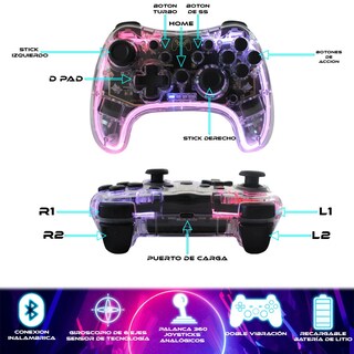 Foto 3 | Control Inalámbrico Transparente Multiplataforma Con Rgb Y Soporte Para Teléfono