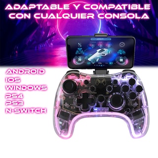Foto 4 | Control Inalámbrico Transparente Multiplataforma Con Rgb Y Soporte Para Teléfono