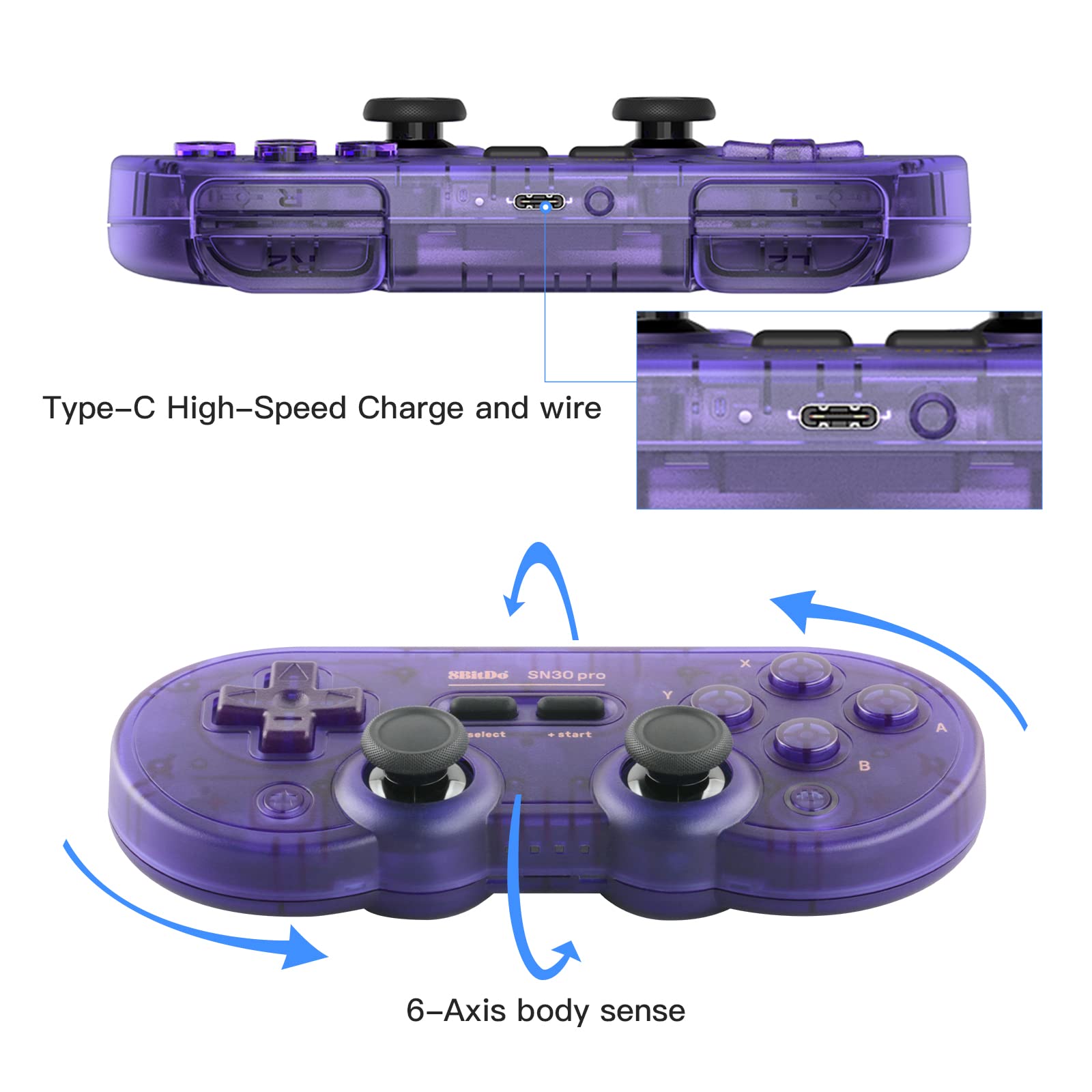 Foto 5 pulgar | Gamepad 8bitdo Sn30 Pro Bluetooth con Joystick Hall Effect - Venta Internacional