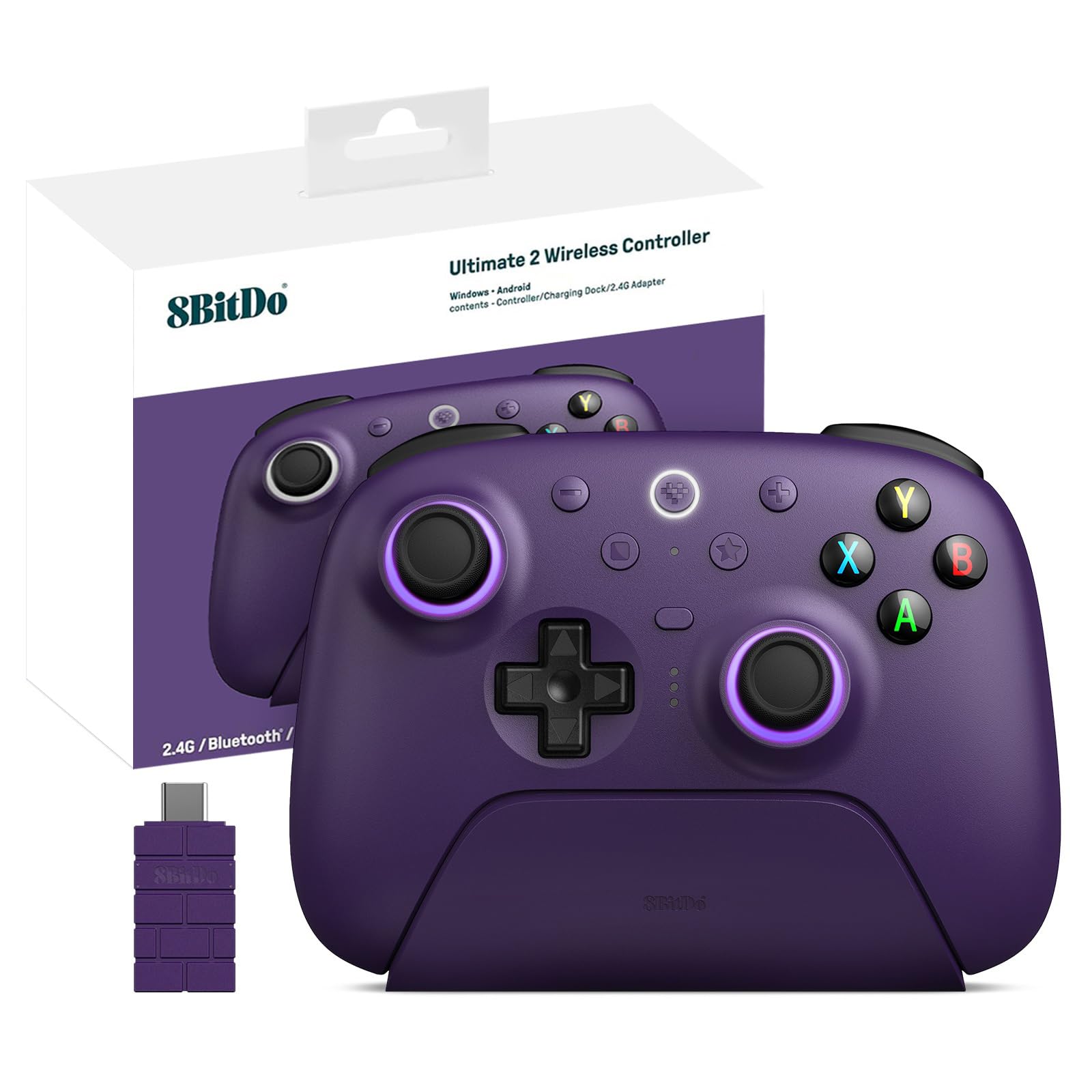 Foto 2 pulgar | Gamepad 8bitdo Ultimate 2 Wireless 2.4g Con Base De Carga Violeta - Venta Internacional.