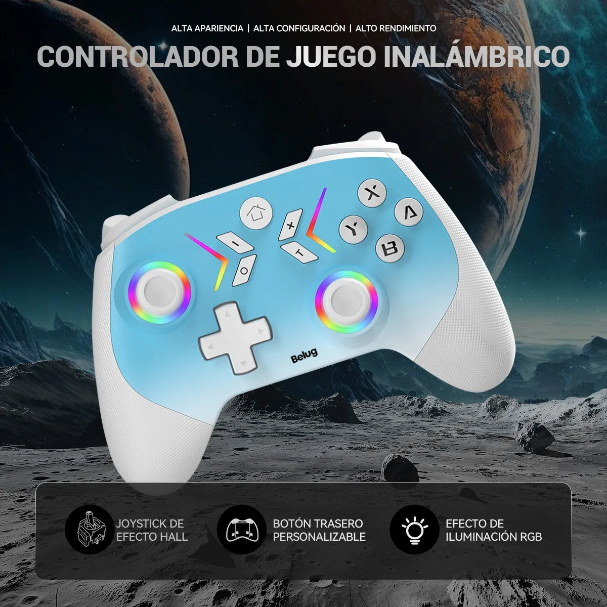 Foto 3 pulgar | Control Inalámbrico Gamepad para Nintendo Switch Joystick Celeste Blanco