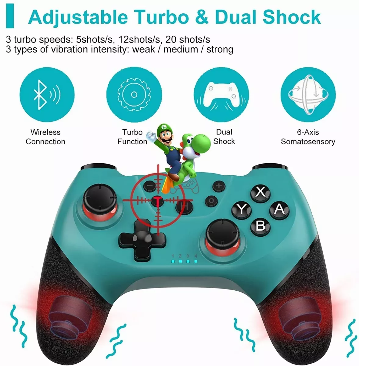 Foto 3 pulgar | Control Inalámbrico Gamepad Joystick para Nintendo Switch y Pc Eo Safe Imports Esi-10740 Verde