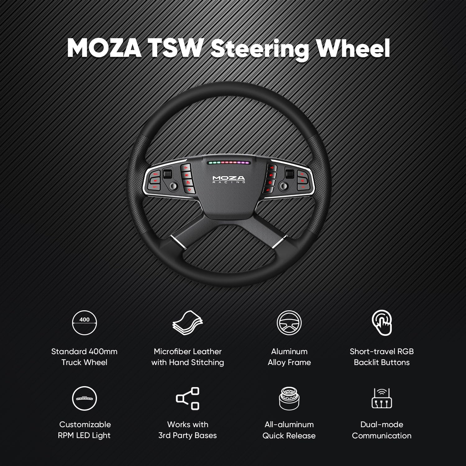 Foto 3 pulgar | Volante Truck Wheel Moza Tsw De 400 Mm, Redondo, Sim Racing - Venta Internacional.