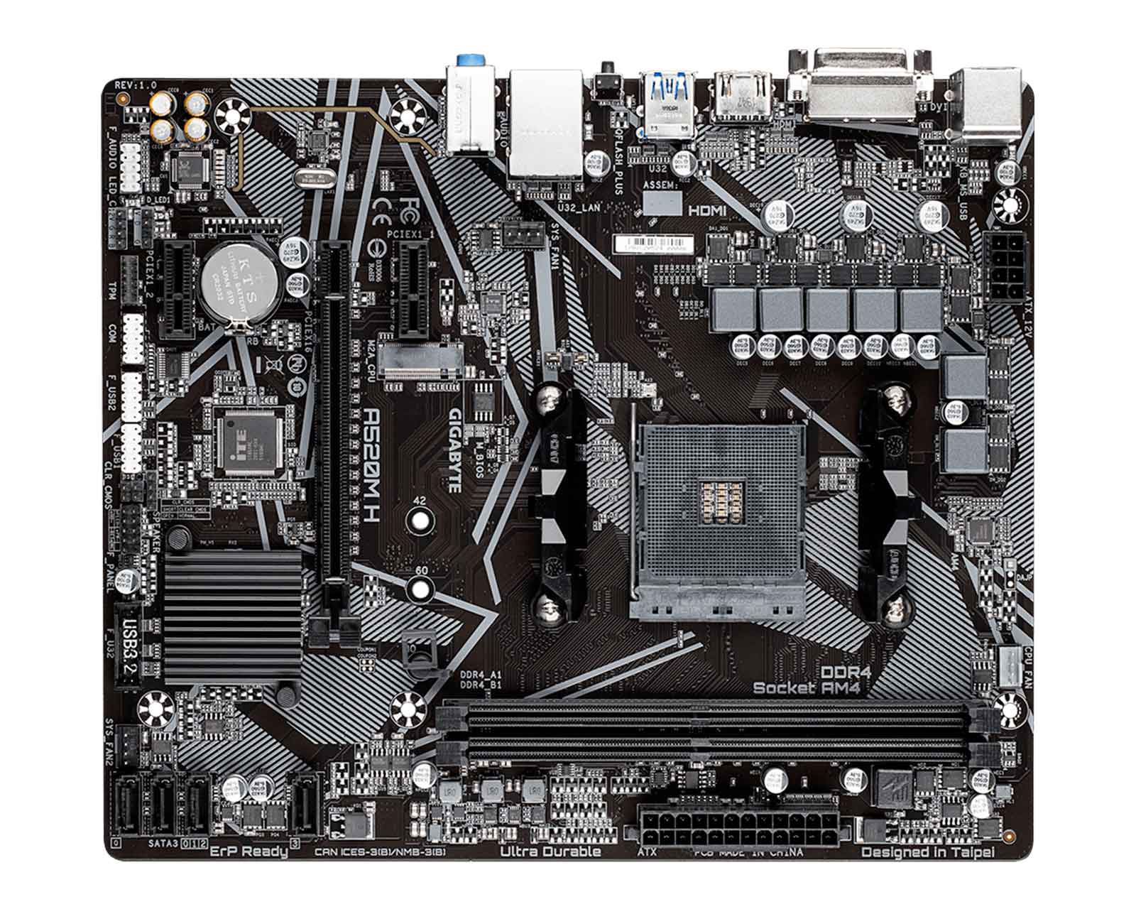 Foto 3 pulgar | Tarjeta Madre Gigabyte A520m-h color Negro Am4 Ryzen Ddr4 Dvi-d HDMI USB 3.2 Pci-e 3.0