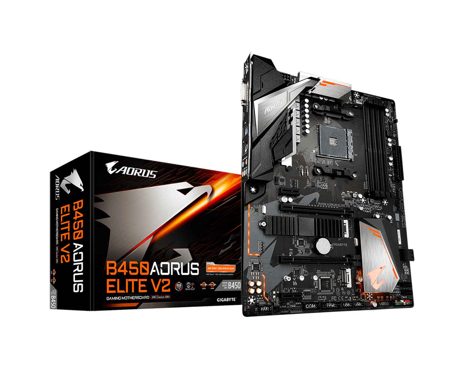 Foto 2 pulgar | Tarjeta Madre Gigabyte B450 Aorus Elite V2 Am4(ryzen) Glan Dvi-d Hdmi Usb 3 Pci-e 3.0 M.2